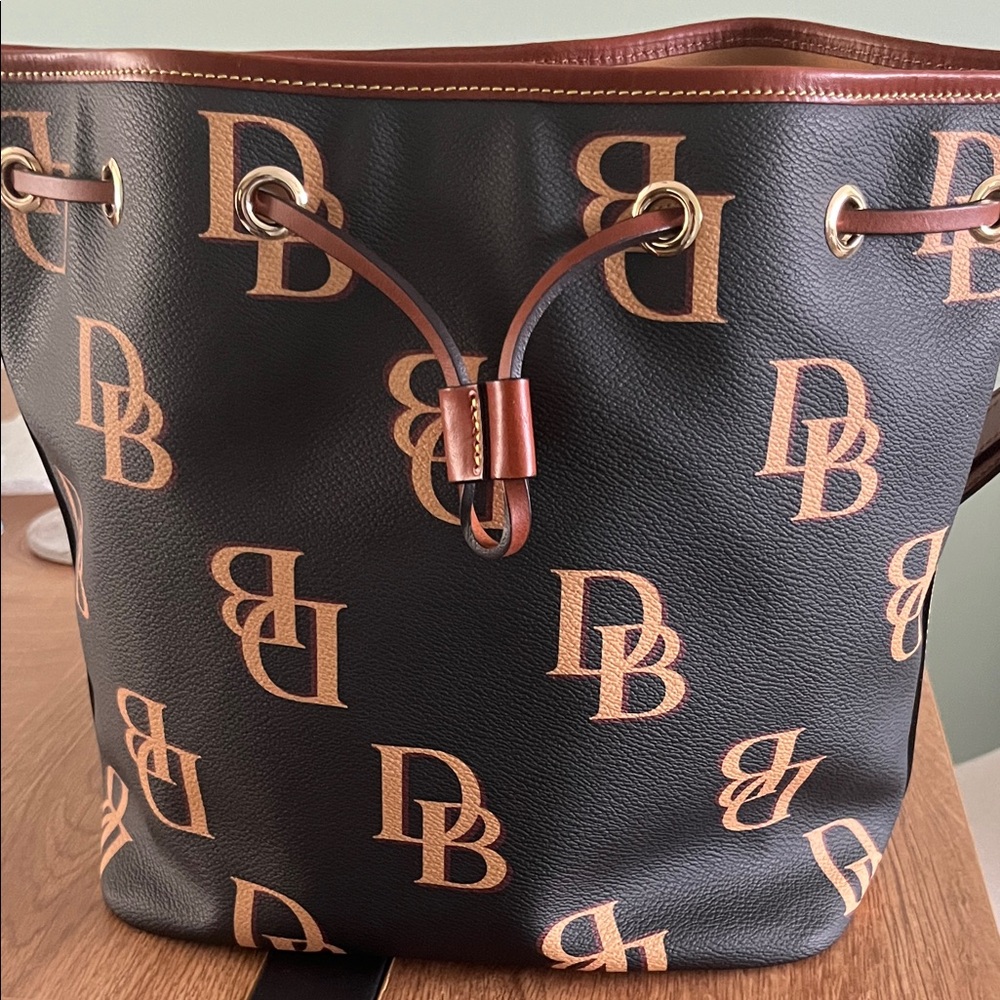 Brown and Tan Logo Tote Bag